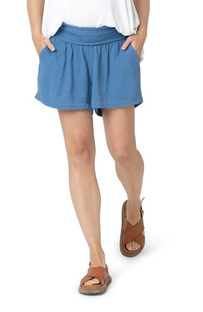 Nom Maternity Nice Cotton Maternity Shorts In French Blue
