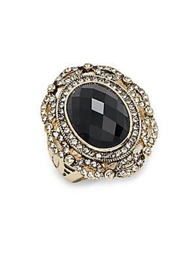 Saks Fifth Avenue Glass & Goldtone Metal Ring In Black