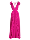 Patbo Chiffon Ruffled Cut-out Maxi Dress In Azalea