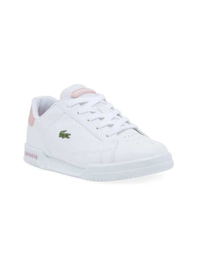 Lacoste Kids' Little Girl's Twin Serve Low-top Sneakers In White Light Pink