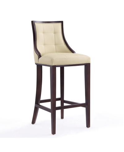 Manhattan Comfort Fifth Avenue Bar Stool In Cream/walnut