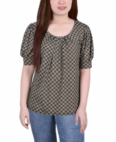 Ny Collection Women's Missy Short Sleeve Balloon Sleeve Top In Doeskin New Iconic