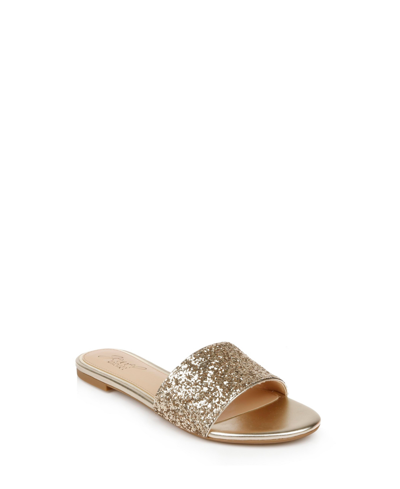 Jewel Badgley Mischka Women's Dillian Chunky Glitter Slide Evening Sandals In Rose Gold Glitter
