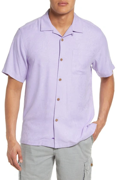 Tommy Bahama Tropic Isle Short Sleeve Button-up Silk Camp Shirt In Violet Tulip