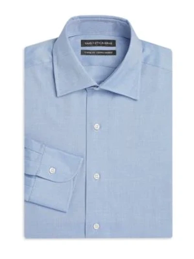 Saks Fifth Avenue Slim-fit Cotton Twill Dress Shirt In Blue