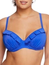 Pour Moi Fuller Bust Underwire Padded Bikini Top In Blue