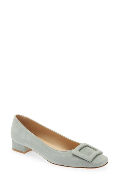 Ann Mashburn Buckle Flat In Eucalyptus Suede