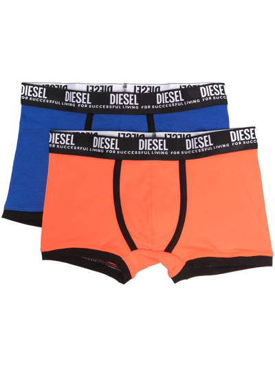 Diesel Kids' Logo-waistband Detail Boxer Pack In Orange