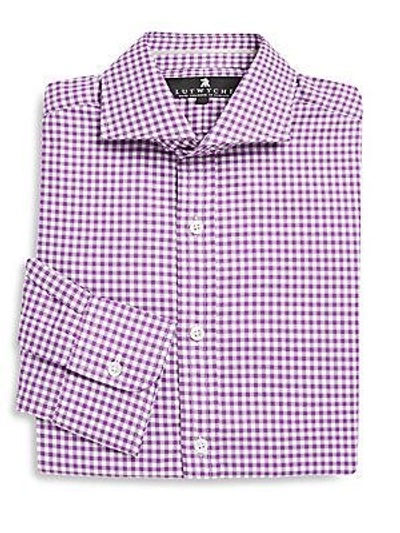 Lutwyche Gingham Cotton Dress Shirt In Purple