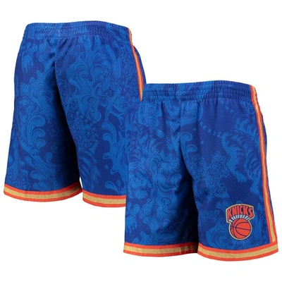 Mitchell & Ness Men's  Blue New York Knicks Hardwood Classics Lunar New Year Swingman Shorts