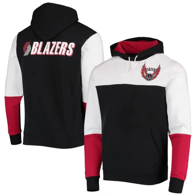 Mitchell & Ness Black Portland Trail Blazers Hardwood Classics Fusion 2.0 Colorblock Pullover Hoodie