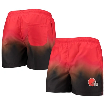 Foco Men's  Orange, Brown Cleveland Browns Dip-dye Swim Shorts In Orange,brown