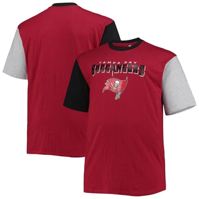 Profile Red/black Tampa Bay Buccaneers Big & Tall Colorblocked T-shirt