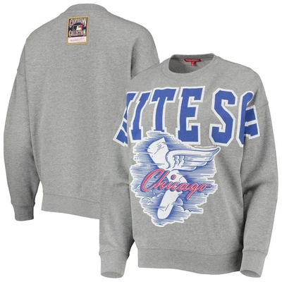 Mitchell & Ness Heathered Grey Chicago White Sox Cooperstown Collection Logo Lightweight Pullover Sw