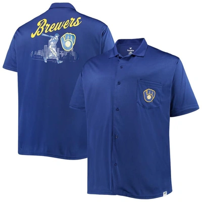 Profile Men's Royal Milwaukee Brewers Big And Tall Button-up Shirt
