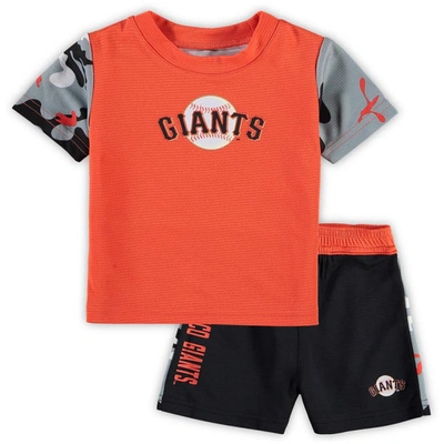 Outerstuff Babies' Newborn And Infant Boys And Girls Orange, Black San Francisco Giants Pinch Hitter T-shirt And Shorts In Orange,black