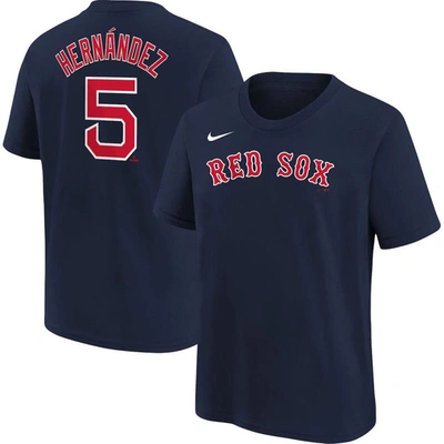 Nike Kids' Big Boys  Enrique Hernandez Navy Boston Red Sox Player Name And Number T-shirt