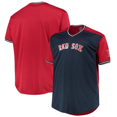 Profile Men's Big And Tall Navy And Red Boston Red Sox Solid V-neck T-shirt In Navy,red