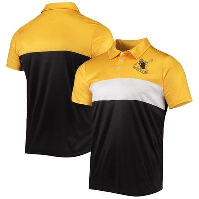 Foco Men's  Gold, Black Pittsburgh Steelers Retro Colorblock Polo Shirt In Gold,black