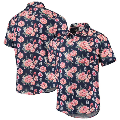 Foco Men's  Navy Detroit Tigers Floral Linen Button-up Shirt