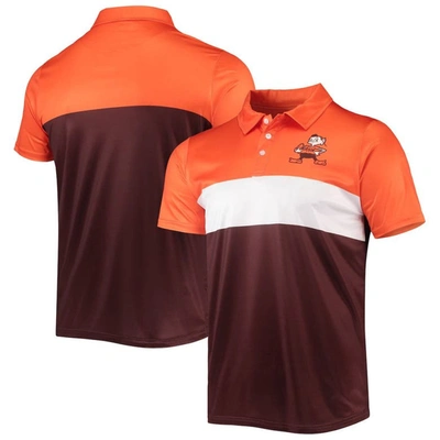 Foco Men's  Orange, Brown Cleveland Browns Retro Colorblock Polo Shirt In Orange,brown