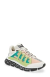 Versace First Line Trigreca Sneaker In White Mauvelous Citron