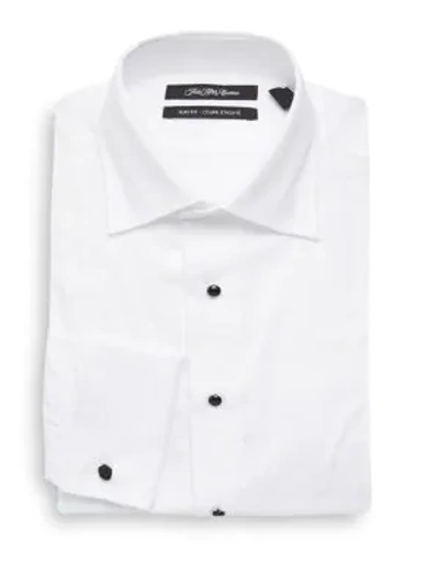 Saks Fifth Avenue Tuxedo Slim-fit Cotton Dress Shirt In White