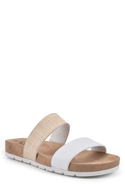 Cliffs By White Mountain Tahlie Slide Sandal In White/ Burn/ Raffia