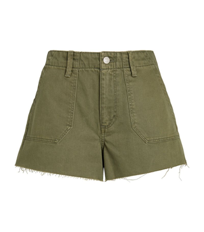 Paige Mayslie Green Stretch-denim Shorts In Vintage Ivy Green