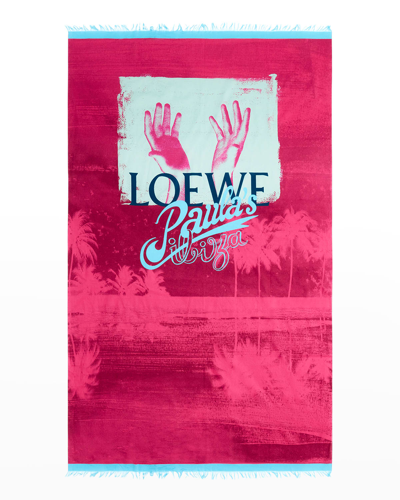Loewe X Paula's Ibiza Palm Logo Pareo In Pink