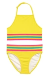 Nordstrom Kids' Stripe Trim Two-piece Swimsuit In Yellow Aurora