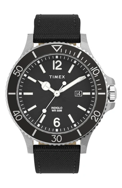 Timex Men's Harborside Black Fabric Watch 42mm