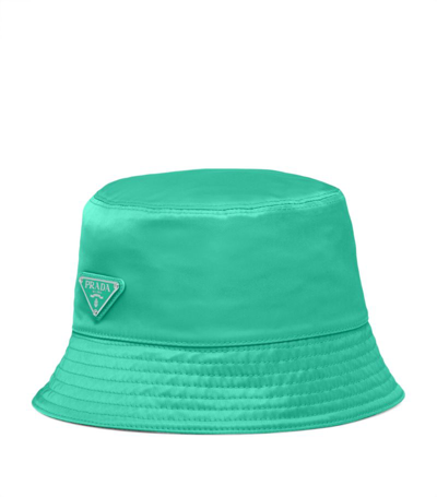 Prada Recycled Nylon Bucket Hat In Mint Green