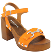 Charles David Exposed Leather Block Heel Sandal In Orange