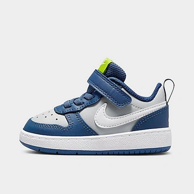 Nike Court Borough Low 2 Baby/toddler Shoes In Grey Fog/white/mystic Navy/atomic Green