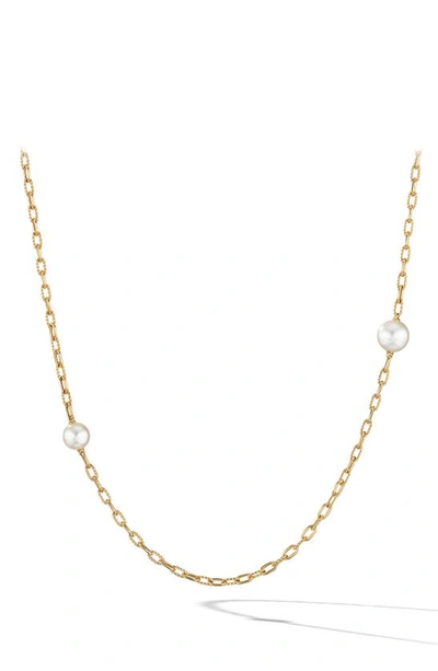 David Yurman Dy Madison Pearl Necklace In 18k Yellow Gold