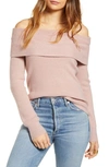 Leith Off The Shoulder Sweater In Pink Adobe
