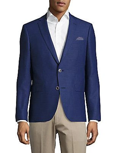 Sand Slim-fit Wool Textured Sportcoat In Blue
