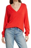 Treasure & Bond V-neck Sweater In Red Poppy