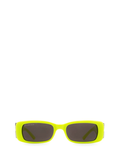 Balenciaga Logo-plaque Rectangle-frame Sunglasses In Yellow