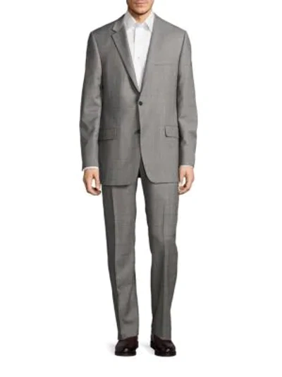 Hickey Freeman Regular-fit Millburn Wool Windowpane Suit In Grey