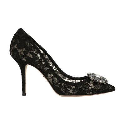 Dolce & Gabbana Pump In Taormina Lace With Crystals In Black