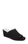 David Tate Song Wedge Sandal In Black Nubuck Leather