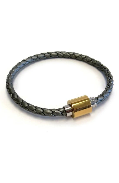 Liza Schwartz Braided Leather Bracelet In Grey
