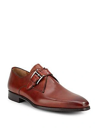 Saks Fifth Avenue Leather Monk-strap Shoes In Cognac