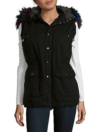 Annabelle New York Dyed Fox Trimmed Vest In Black Grey