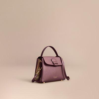 grainy leather and house check tote bag