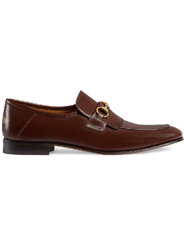 gucci leather fringe horsebit loafer
