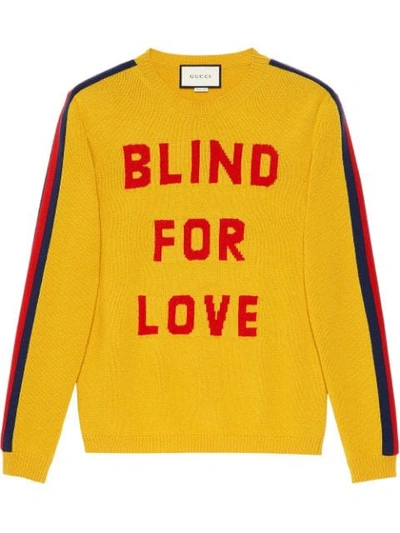 Gucci "blind For Love" And Wolf Wool Sweater In Yellow