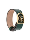 Gucci Bracelet In Leather With Double G In Green